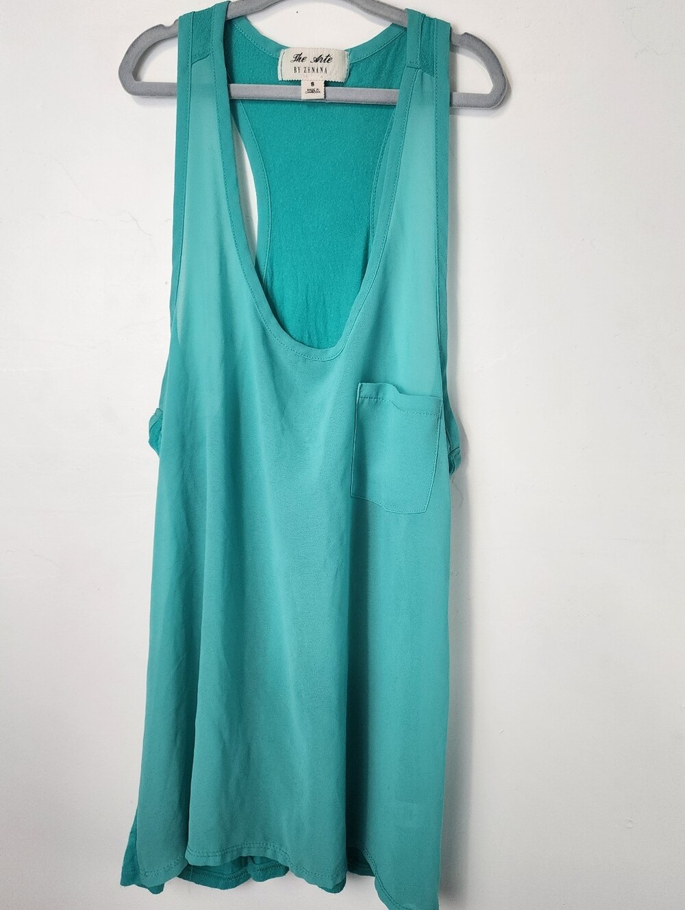 The Arte By Zenana Womens Teal Racerback Tank Top Shirt Size Small Lightweight